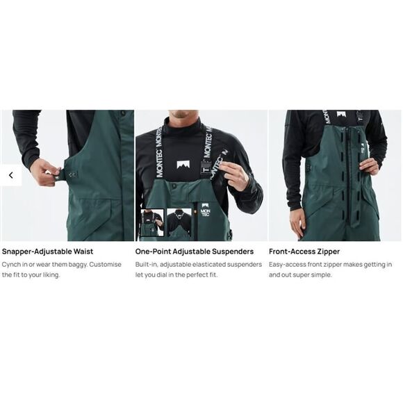 Montec Fawk Ski Snowboarding Pants Bib in Dark Atlantic and Black Men's Sz. S - Picture 4 of 12